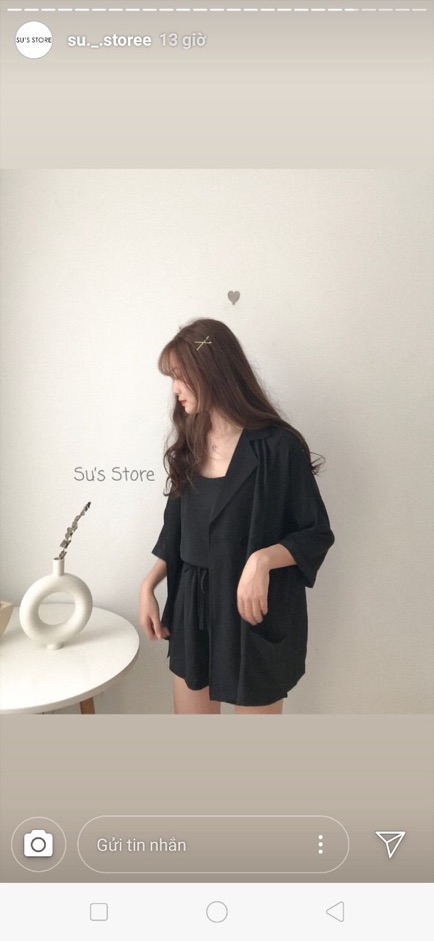 [SALE SALE 20%] [Hàng Quảng Châu] Set áo hai dây + áo vest + quần sooc cao cấp