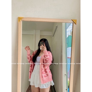 Áo khoác len beo hồng