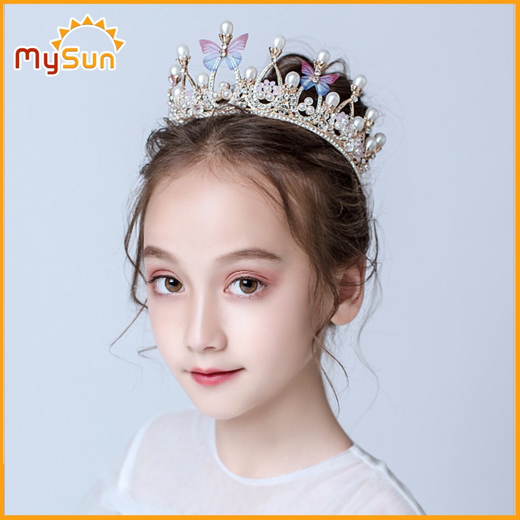 Vương miện công chúa cho bé CAO CẤP Vương miệng PHA LÊ trang trí bánh kem Sinh nhật và Cài tóc cho bé gái - MYSUN