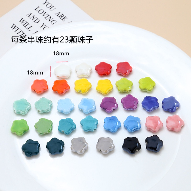 Trang sức thủ công tự làm Chất liệu thủ công Phụ kiện trẻ em Nhiều màu sắc Bóng hình hoa Ngôi sao năm cánh bằng gốm Vòng tay đính cườm Vòng chân Vòng cổ Chất liệu
