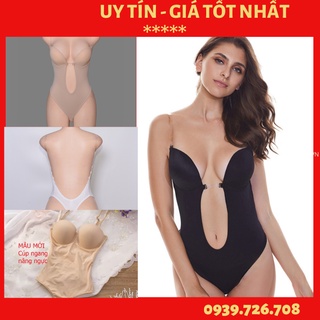 Bộ đồ lót liền thân❤️Áo ngực liền thân Bodysuit nữ sexy Jumpsuit mặc đầm váy hở lưng,ngực xẻ sâu-đen trắng da