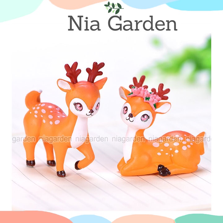 Mô hình nai hươu Bambi trang trí tiểu cảnh mini vườn terrarium chậu cây để bàn Nia Garden N5