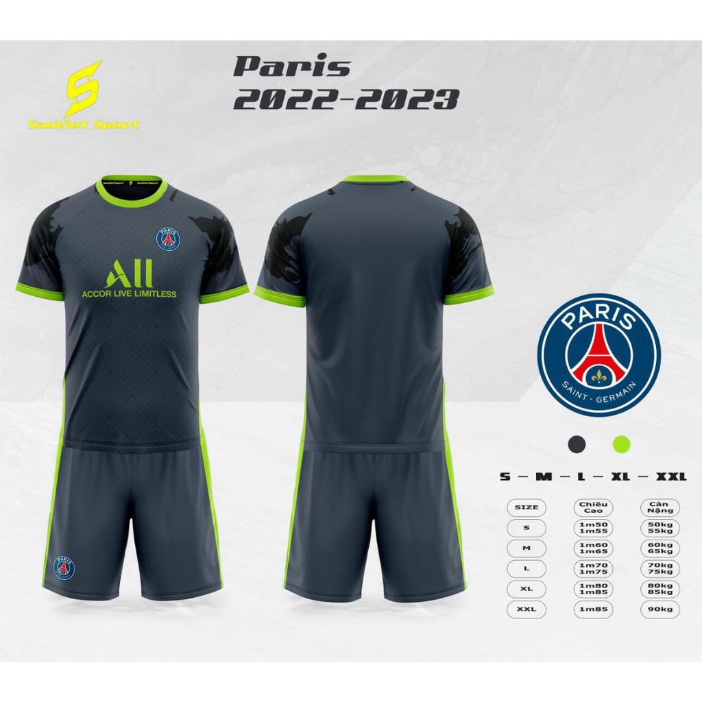 Quần áo Bóng Đá Sao Việt 2022 PSG xám