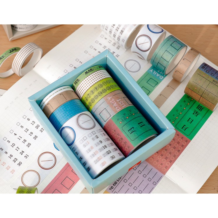 Set 10 washi tape plan, ngày tháng băng keo giấy lập kế hoạch