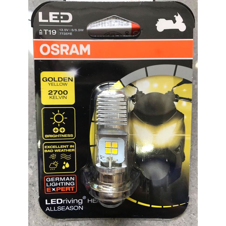 BÓNG ĐÈN M5 LED VÀNG OSRAM 7735YE 5/5.5W 13.5V P15D-TĂNG SÁNG VÀNG