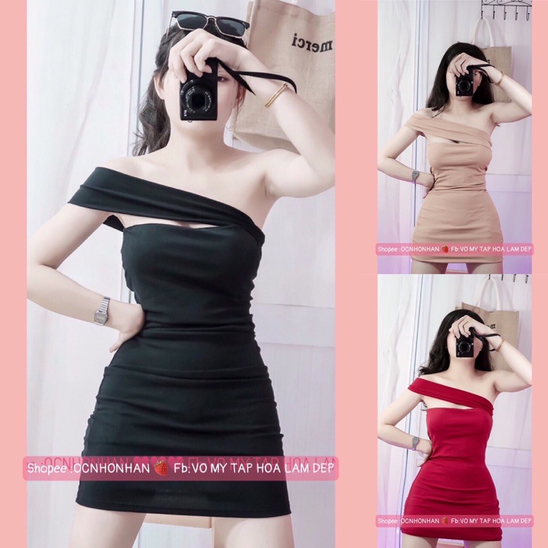 đầm body lệch vai kèm ảnh chính chủ