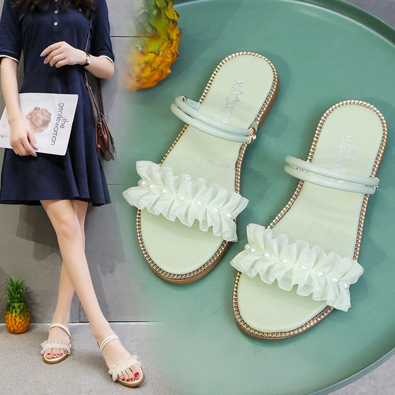 Giày Sandal Đế Bằng Hai Quai Phong Cách Hàn Quốc Thời Trang Mùa Hè Hàng Mới Dành Cho Bạn Nữ 2022