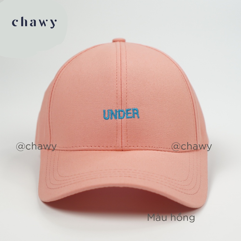 Mũ lưỡi trai cotton unisex, Nón kết nam nữ thêu chữ  UNDER phong cách Ulzzang Chawystore - K42