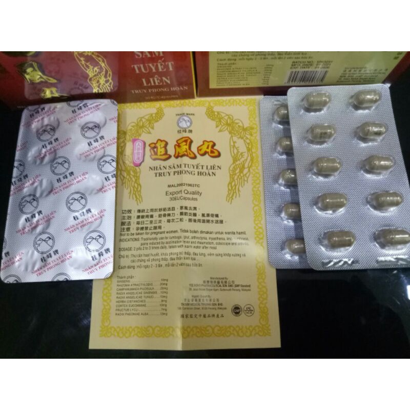 Nhân sâm tuyết liên truy phong hoàn malaysia