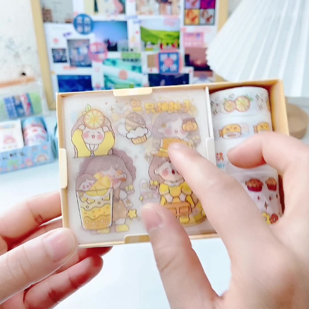 Hộp Sticker Nhỏ Trang Trí Sổ Tay Sáng Tạo Siêu Dễ Thương