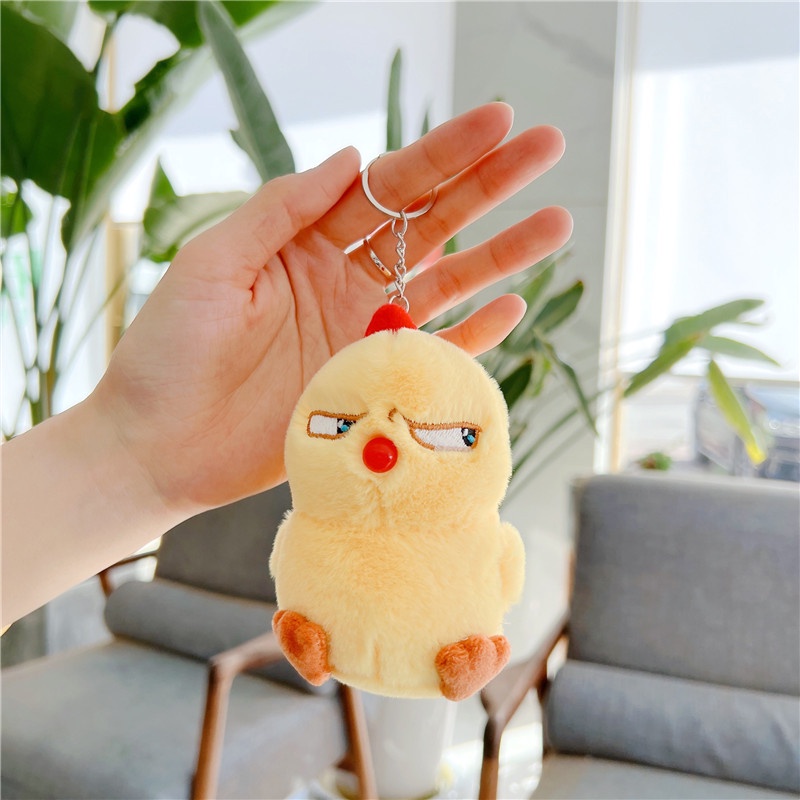 Móc khóa Gà mắt liếc Thú Bông phụ kiện có móc gài túi