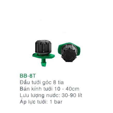 Béc tưới nhỏ giọt điều chỉnh lưu lượng ĐẦU TƯỚI 8 TIA (BỊCH 10 CÁI)