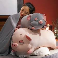 Gấu bông 3in1 Heo hí có mền, Heo lim dim, chăn gối văn phòng