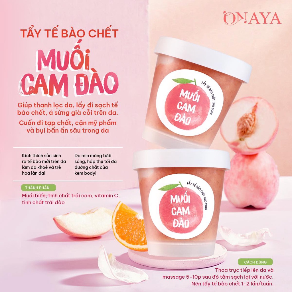 Muối cam đào onaya tẩy da chết onaya tq group tập đoàn hoàng thị hàng chính hãng