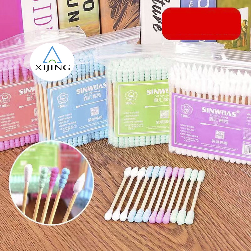 [Hàng mới về] Tăm bông 2 đầu dùng 1 lần nhiều màu ngẫu nhiên tùy chọn