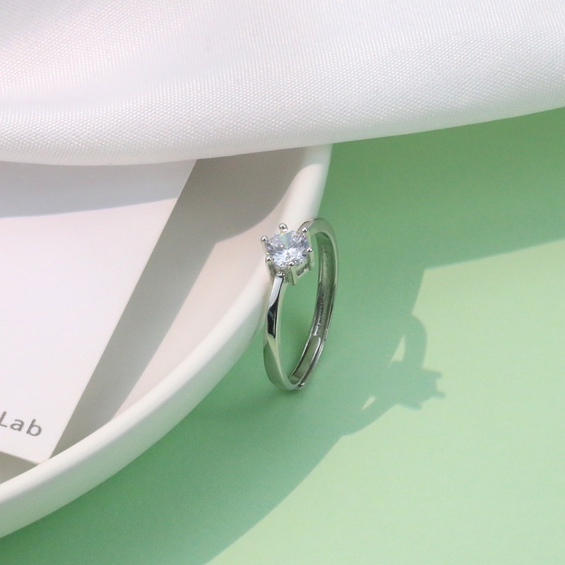 Nhẫn dát đá zircon thời trang đơn giản chỉnh được cho nữ