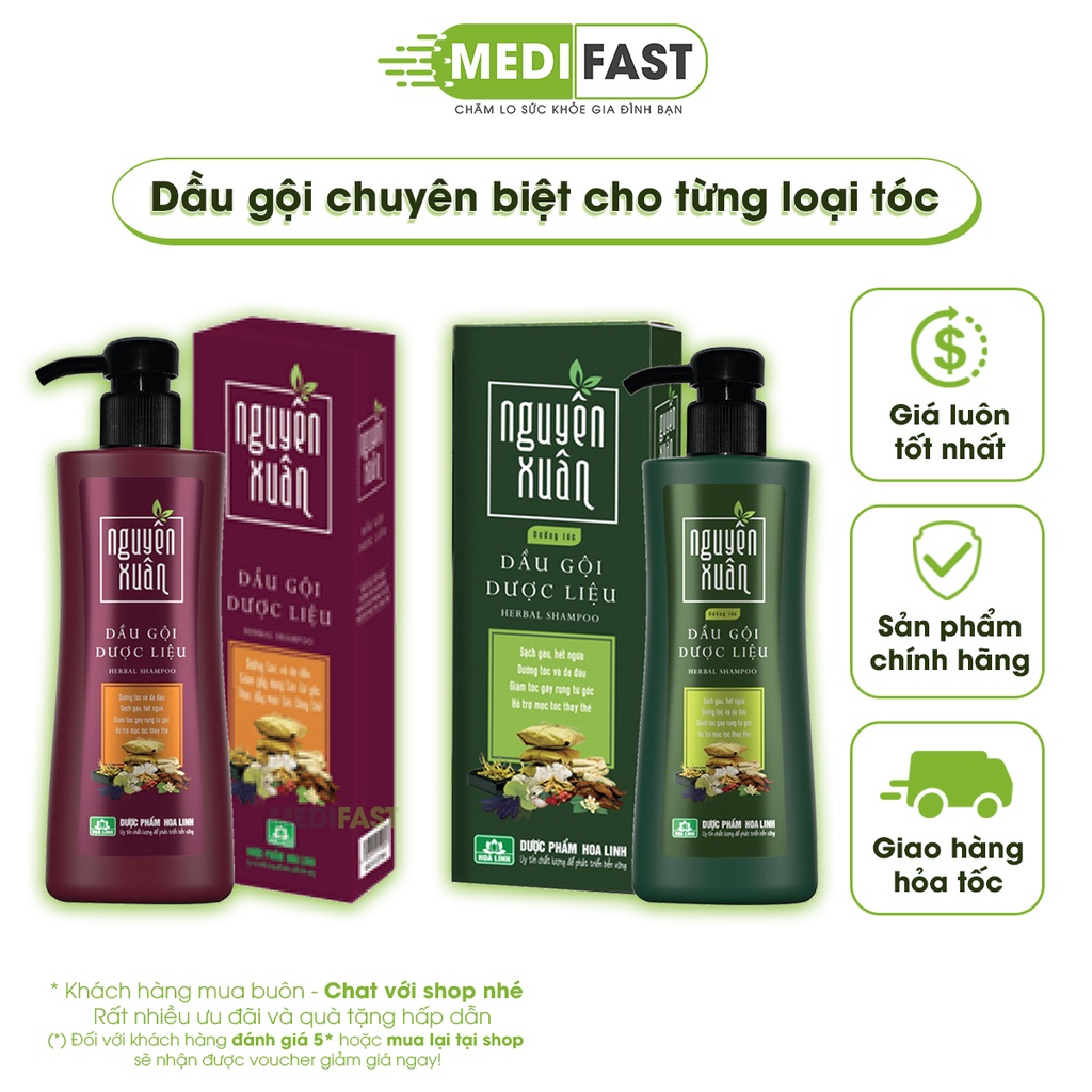 Dầu gội giảm gầu dược liệu Nguyên Xuân ngăn ngừa gàu, giảm ngứa - có vòi chai 250ml từ thảo dược