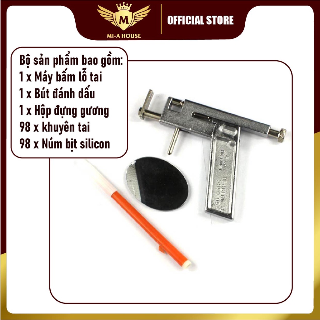 Máy bấm lỗ tai kim loại kèm 98 khuyên - dụng cụ xỏ khuyên tai chuyên nghiệp cho các tiệm nail spa - súng bắn lỗ tai rẻ