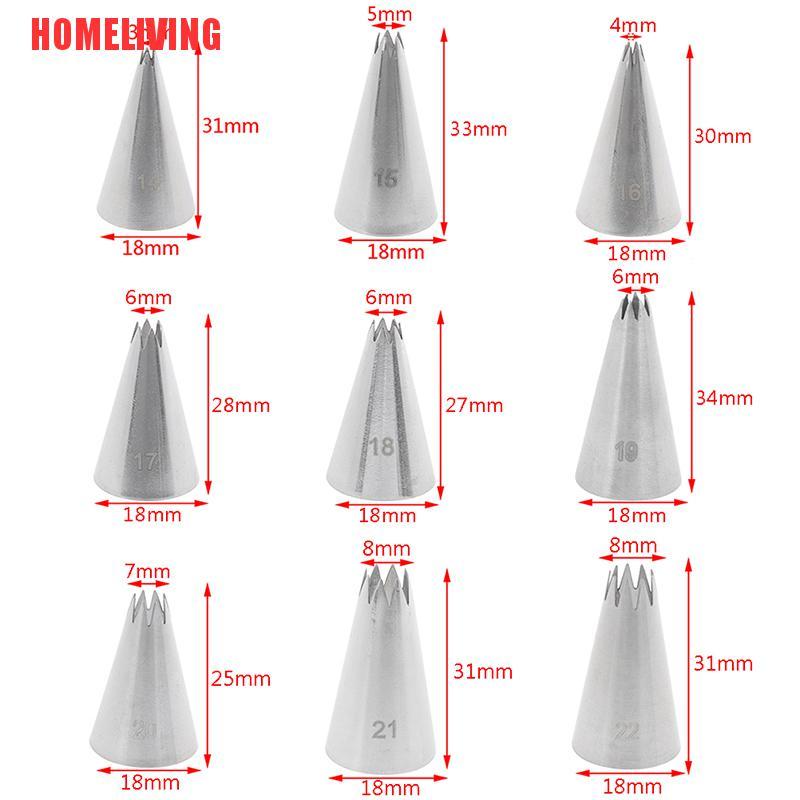 Bộ 9 Đuôi Bắt Kem Trang Trí Bánh Bằng Kim Loại Tiện Dụng