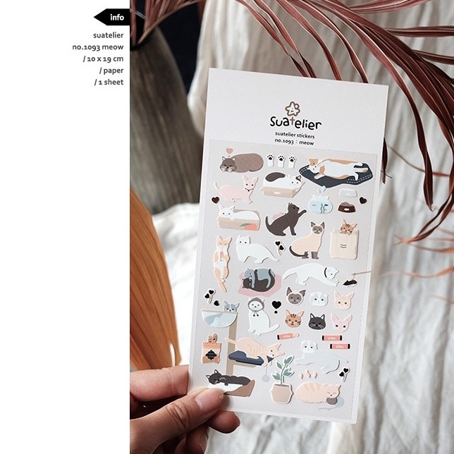 Peach 1Pcs Korean Suatelier stickers 1093 Cute lazy cat Journal Scrapbook Decor Sticker