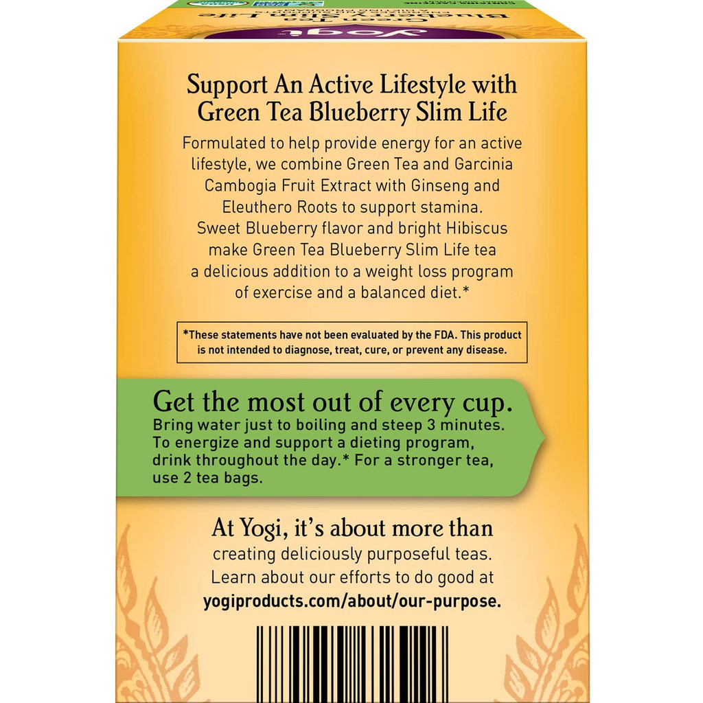 [Yogi 2023] Trà Hữu Cơ Cung Cấp Năng Lượng Và Hỗ Trợ Giảm Cân - Yogi Tea Green Tea Blueberry Slim Life