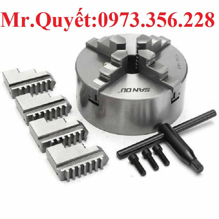 K12-160 Mâm cặp máy tiện 4 chấu tự định tâm 160mm, đầu kẹp máy tiện 4 chấu 1 tấc 6, lato máy tiện 4 chấu, mâm cặp tự tâm