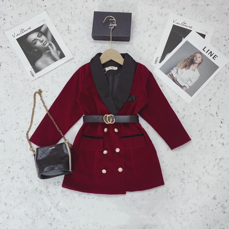 Vest nhung kèm đai cho bé gái