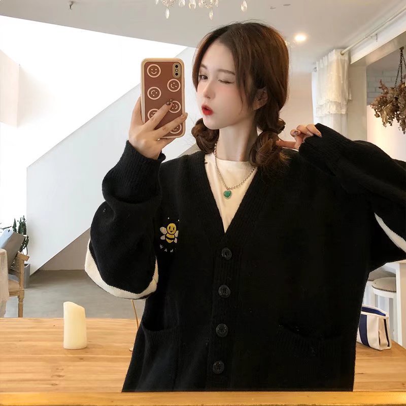 Hàng Sẵn_ Áo khoác len màu khối phong cách Harajuku