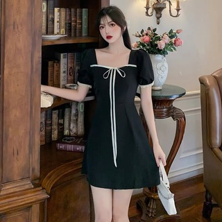 Váy mùa hè Váy dài giản dị Váy đen tốt nghiệp Váy ngủ thanh lịch Váy gợi cảm cho nữ tay phồng