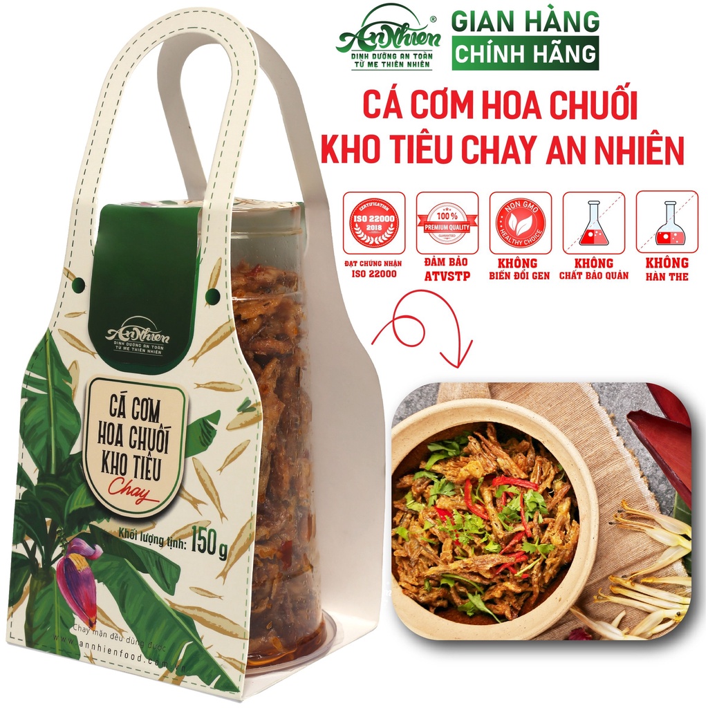 CHẤT LƯỢNG, Cá Cơm Hoa Chuối Kho Tiêu Chay An Nhiên 150g, Thực Phẩm Chay Dinh Dưỡng, Thuần Chay Healthy