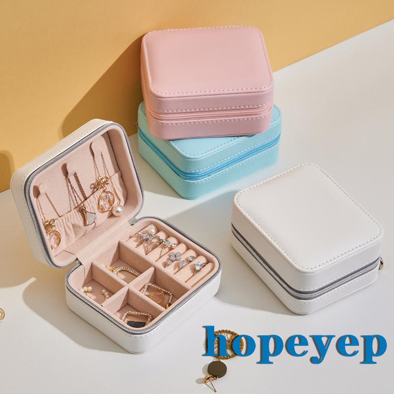 HOPEYEP-Khuyên tai hình chữ nhật sức chứa lớn màu trắng/hồng/xanh dương