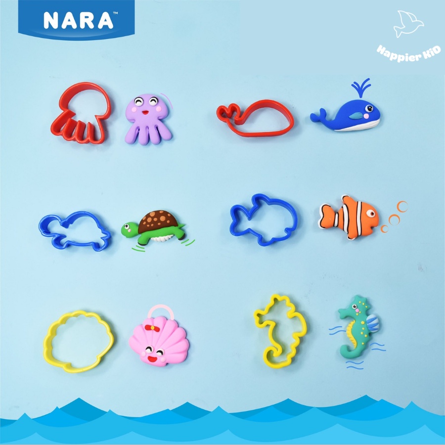 6 khuôn nặn chủ đề động vật biển sea world Nara, đạt tiêu chuẩn châu âu, tặng kèm sách hướng dẫn