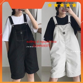 Quần yếm lửng chỉ nổi nữ phong cách Ullzzang 2 màu đen/trắng sữa (kèm video/ảnh thật) Xưởng Sỉ Nguyễn Hoa