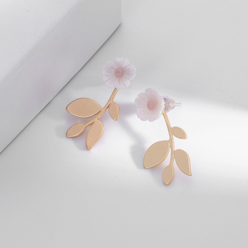 Bông Tai Acrylic Hình Hoa Màu Trắng/ Vàng Kim Thời Trang Phong Cách Vintage Cho Nữ OG097