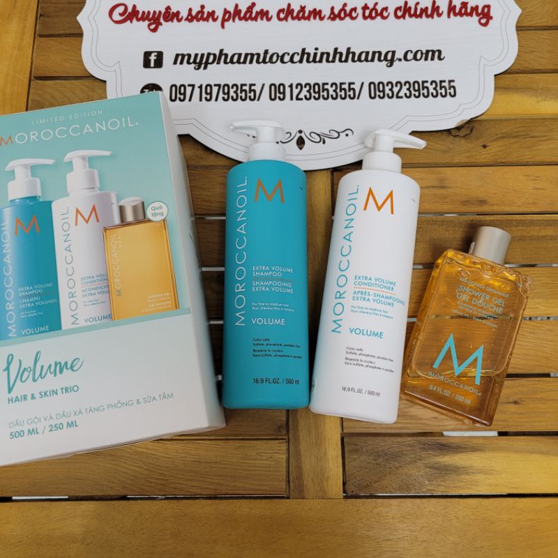 Set dầu gội xả Moroc Moroccanoil 500ml + gel tắm 250ml