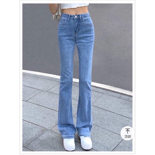 Quần bò jean nữ ống loe đứng co giãn jeans cạp cao cao cấp Hottrend 2022 | BigBuy360 - bigbuy360.vn