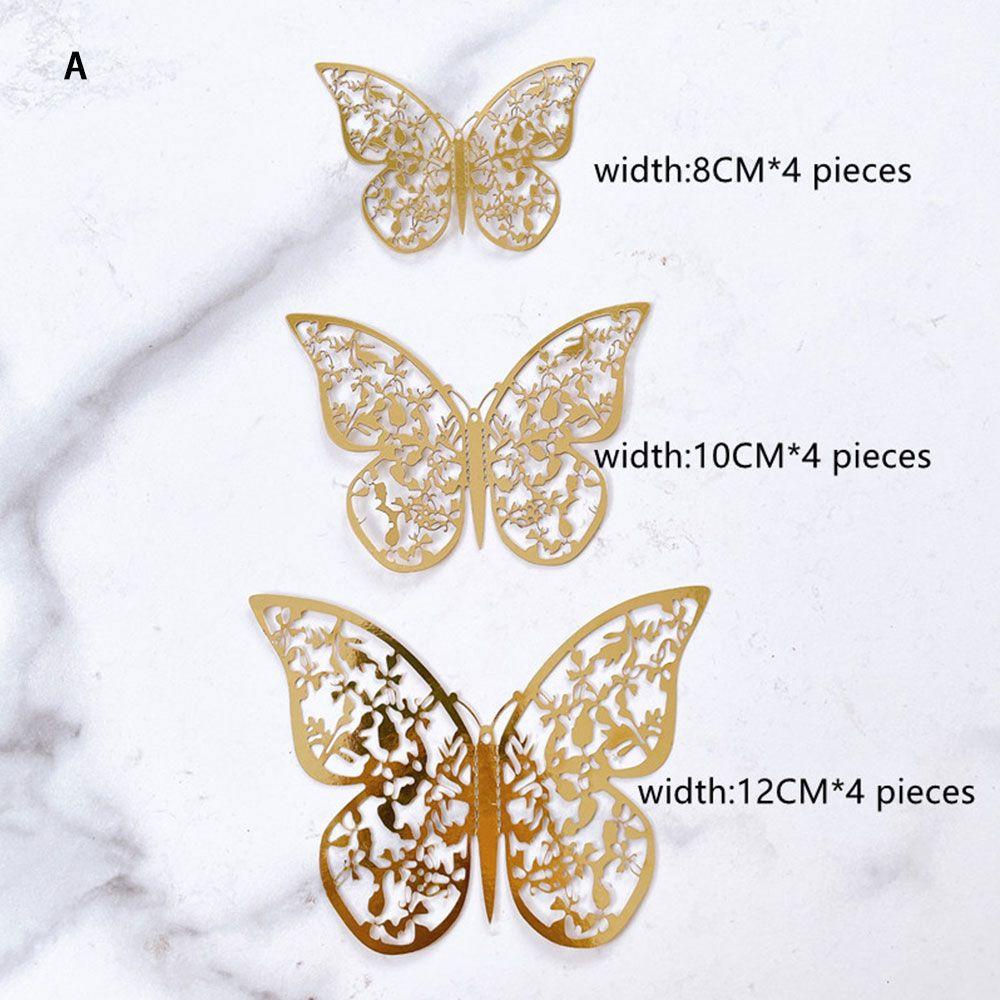 1 12 Chiếc Kat1|Bươm Bướm Nhân Tạo Kết Cấu Kim Loại Dùng Để Trang Trí