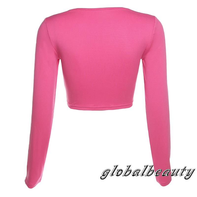 Áo croptop tay dài phối màu thời trang cho nữ