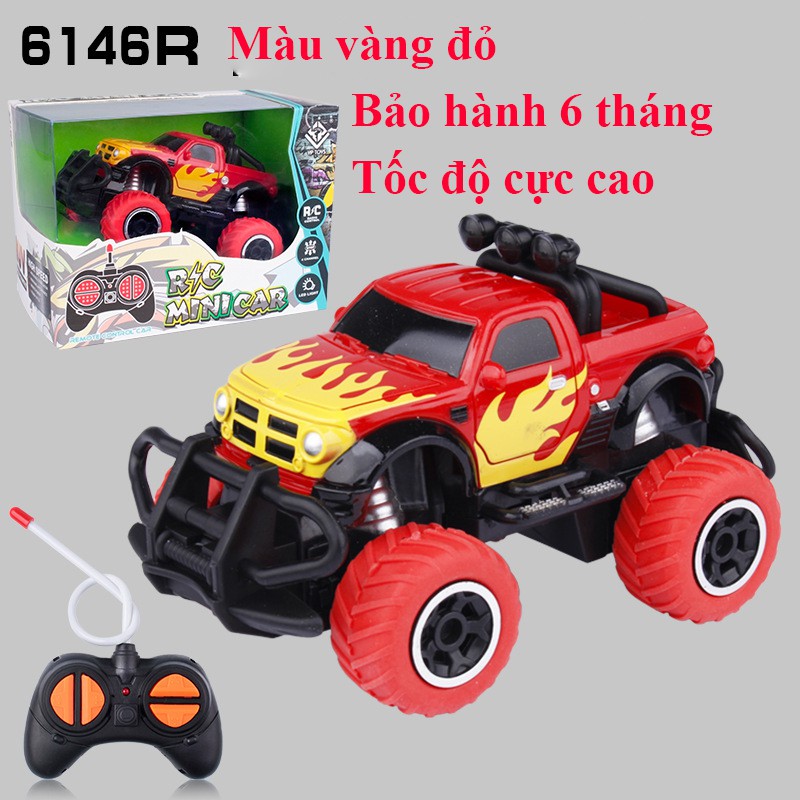 Xe địa hình điều khiển từ xa tốc độ cao dẫn động 2 bánh, nhựa ABS an toàn cho bé (bảo hành 6 tháng) màu đỏ vàng