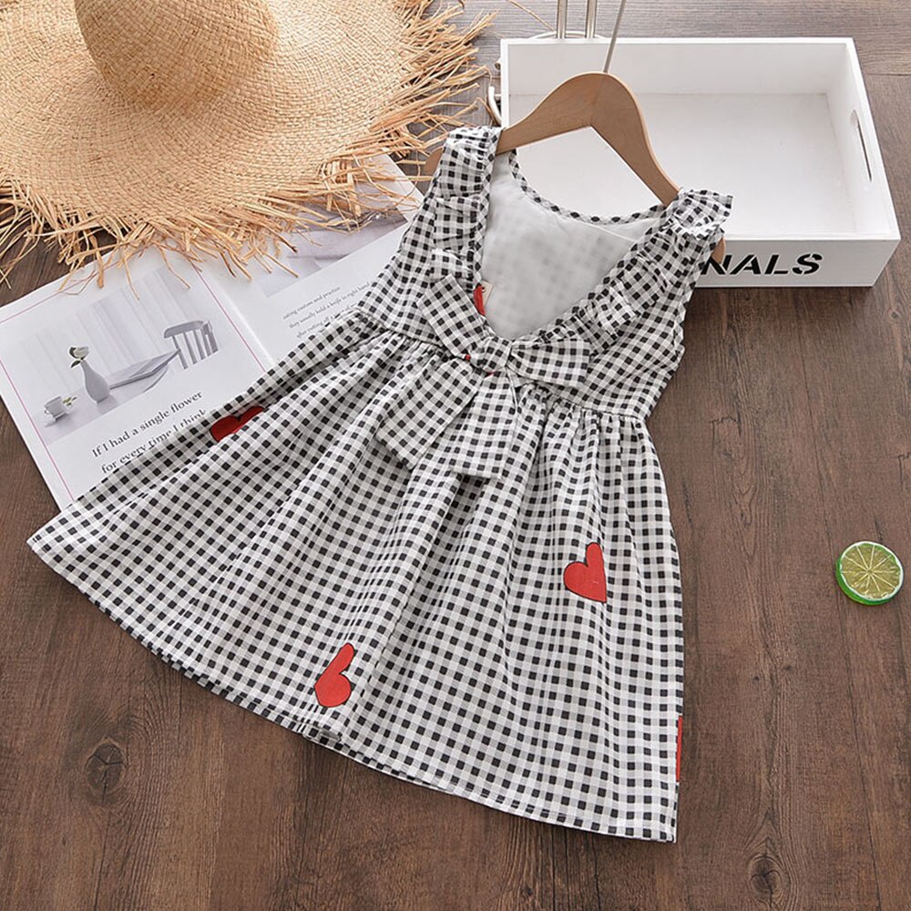 Đầm Kẻ Sọc Caro Đính Nơ Dễ Thương Thời Trang Mùa Hè 2022 Cho Bé Gái