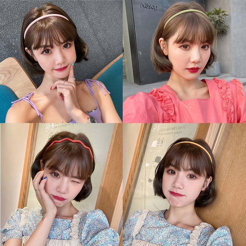 Băng Đô Cài Tóc Bằng Vải Viền Mảnh Đơn Giản Thanh Lịch Thời Trang Hàn Quốc Cho Nữ