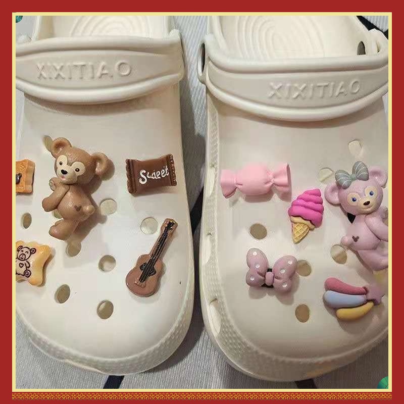 Con mèo năm Charm Phụ Kiện Trang Trí Giày Hình Gấu Stella Lou Duffy Hoạt Hình Dễ Thương Có Thể Tháo Rời