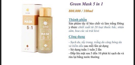 TẨY TẾ BÀO CHẾT &amp; TRẮNG DA GREEN MASK 5 IN 1