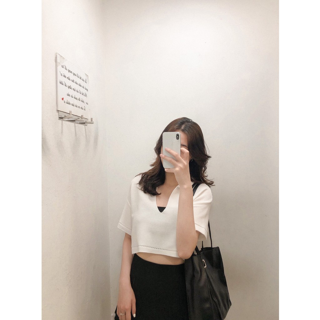 Áo croptop cổ V len tăm cộc tay A1778 SUSTORE | BigBuy360 - bigbuy360.vn