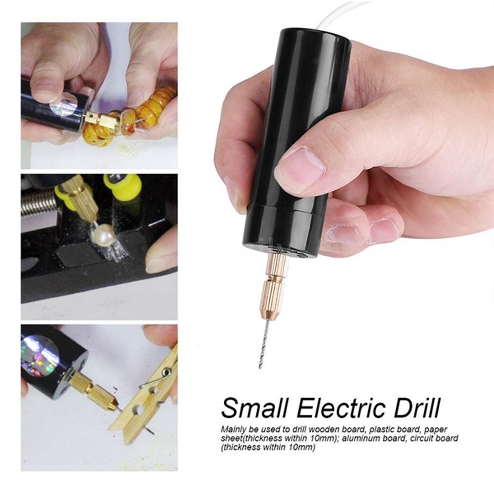 Máy khoan cầm tay mini chạy điện đầu Micro USB có 3 đầu thay thế