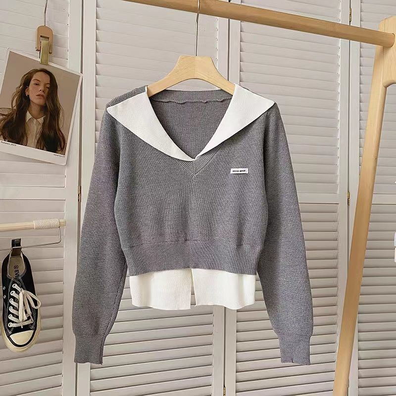 Áo Len Tay Dài Giả Hai Lớp Dáng Ôm Phong Cách Hàn Quốc Nhiều Màu Sắc Dành Cho Nữ