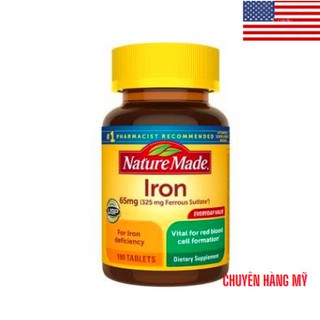 Viên uống bổ sung sắt Iron nature made 65mg của Mỹ