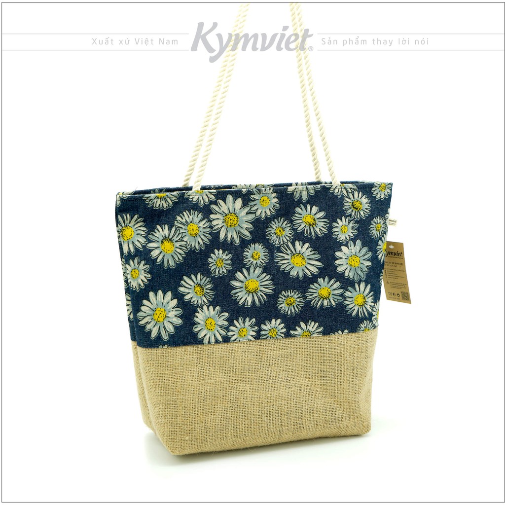 [Tặng lót cốc] Túi Tote Cói Vintage Đi Biển Kymviet 100% Handmade [TXVBD-2102]