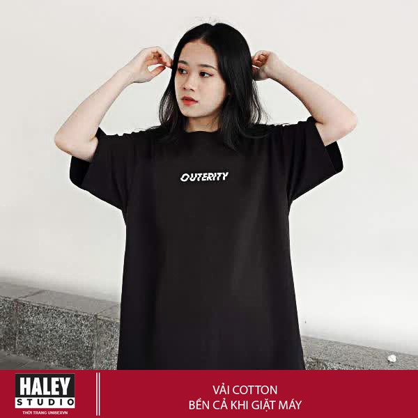 Áo Thun Unisex Form Rộng TN489 Tay lỡ Nam Nữ OUTERITY Basic tee chất cotton 100% siêu thoáng mát  HALEY