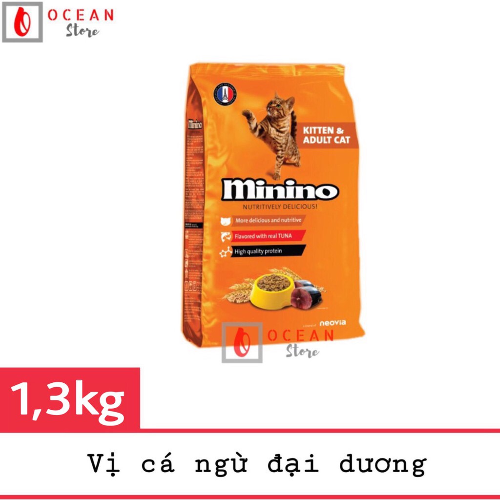 Thức ăn hạt vị cá ngừ đại dương cho mèo - Thức ăn Minino (Túi 1.3kg)